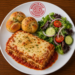 Lunch Lasagna (2 Garlic Knots + Side Salad)