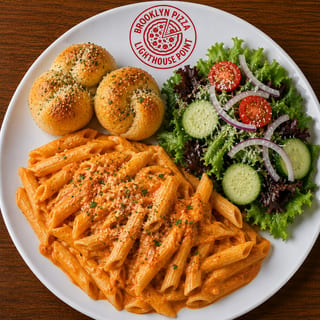 Lunch Penne Vodka (2 Garlic Knots + Side Salad)